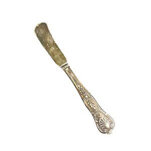Antique Silver Plated Butter Knife With Ornate Handle 6 inch Length Vintage Flat